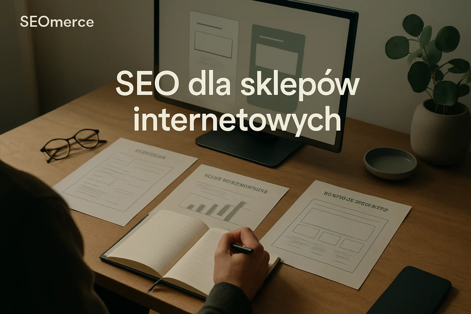 Studio strategii dla sklepu internetowego z porownaniem platform, architektura sklepu i planem wzrostu SEO. Hero dla strony "SEO dla sklepów internetowych".